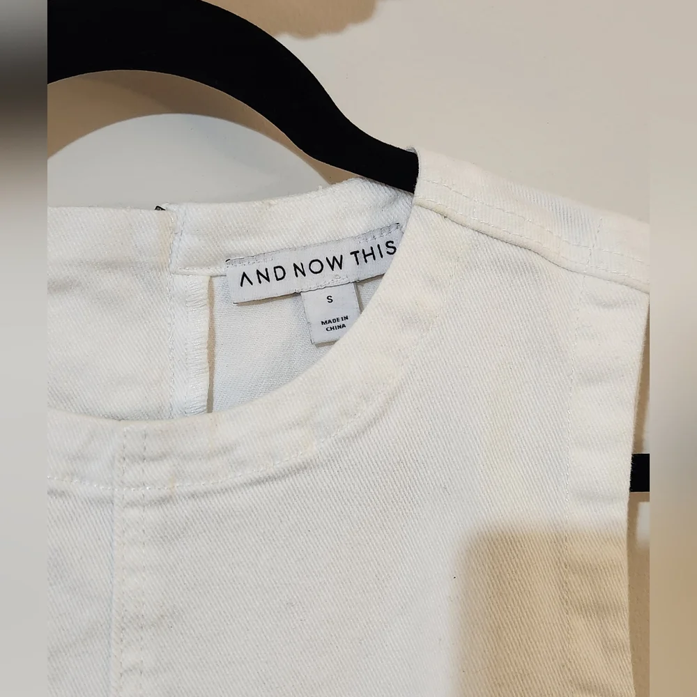 And Now This NWT S White Denim Cotton Sleeveless A-line Dress - Picture 3 of 6